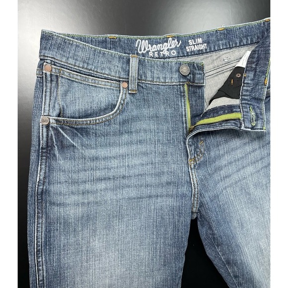 Wrangler Retro Slim Straight Jeans Mens 33x30 Y2K Western Stretch Denim Cowboy - Picture 6 of 8